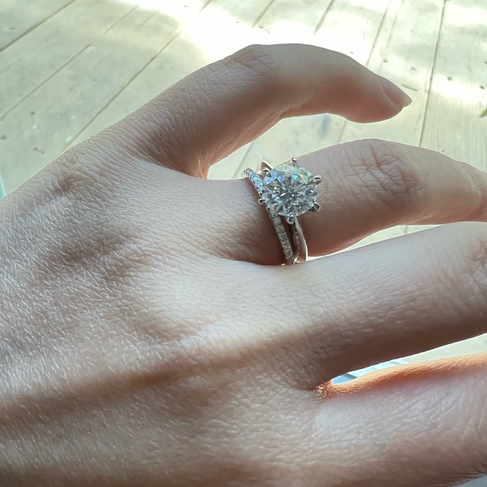 Brand New Moissanite Wedding Band 18K White Gold Plated Sterling Silver Rings - Picture 8 of 16